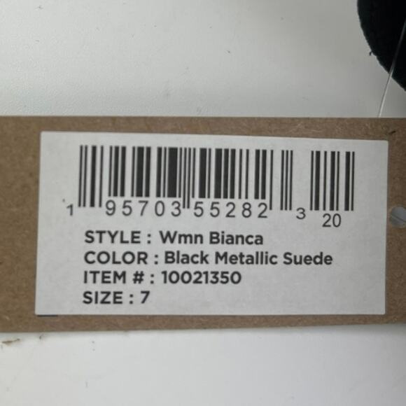 NEW Toms Bianca Black Metallic Suede Square Toe Mary Jane Flats Shoes Size 7 - Picture 5 of 7